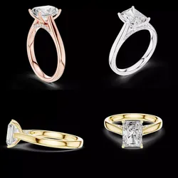Radiant Cut Split Shank Engagement Ring with Hidden Diamonds 3D print model