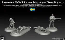 Swedish WW2 Light Machine Gun Squad Early-War Era 3D print model