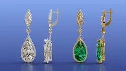 Tear Drop Pear Diamond Engagement Earrings 3D Design CAD Art 3D print model