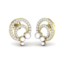 Yellow gold diamond earring-PER-063 DIA 3D print model