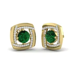 Yellow gold diamond earring-PER-066 DIA 3D print model