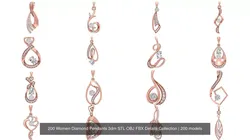 200 Women Diamond Pendants 3dm STL OBJ FBX Details Collection 3D Model Pack