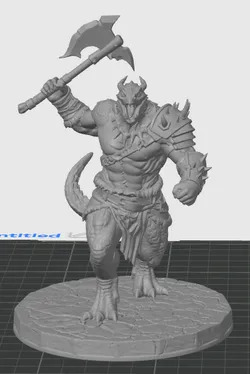 D&D type model - Lizardman Barbarian / Berserker