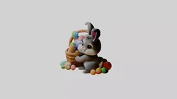 Easter Bunny with Basket of Colorful Eggs - 3D Printable Model 3D print model