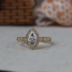 Elegant Marquise Cut Gemstone Gold Ring 3D Model 3D print model
