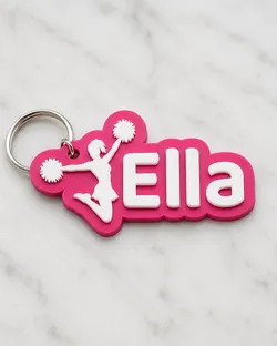 Ella's cheerleader name tag