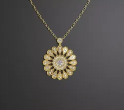 Exquisite Diamond Floral Pendant Necklace - 3D Printable Model 3D print model