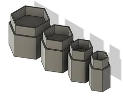 Hexagon-shaped cutouts for use in modelling clay. (4 Sizes)