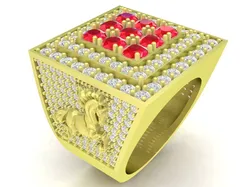 Luxury Square Pave Horse Symbol Men Ring Jewelry Design 3795 3D print model