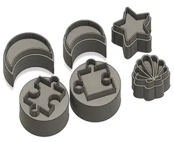 Simple modelling clay cutout shapes - Moon, star and puzzle pieces (several sizes)