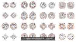 227  Pendant Necklace  Earrings Set  3D Model Pack