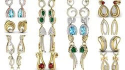 300 Women earrings 3dm render detail bulk collection  3D Model Pack