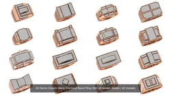 42 Gents Groom Mens Diamond Band Ring 3dm stl render details 3D Model Pack