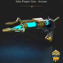 Isha Arcane Finger Gun STL File from League Of Legends 3D print model