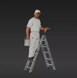 64 - House Painter on A-Frame Ladder - Realistic Figure 3D print model