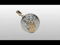 B-1001 gold and diamond pendant with hand 3D print model