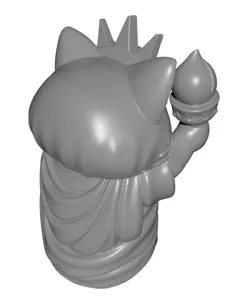 Cat Statue Liberty Figurine STL | Kawaii Cartoon Style | 4th of July | USA Independence Day 3D Model