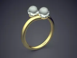 Lovely Perfectly Detailed Elegant Ring for Women with Pearls 3D print model