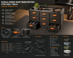 Modularer Sortierkasten für den Schreibtisch