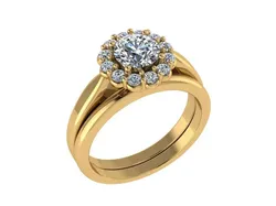 Ring116 halo engagement ring set gold 3D print model