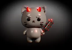 Chibi Oni Cat with Kanabo | Multi-Color Pre-Supported (AMS / MMU Ready)