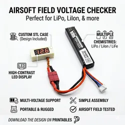 Compact Field Battery Voltage Tester for Airsoft LiPo/Li-Ion Packs