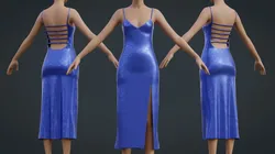 Blue Silk Backless Maxi Dress - Spaghetti Strap Dinner Gown