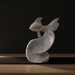 Marble Flow Koi - Modern Table Sculpture (Printable)