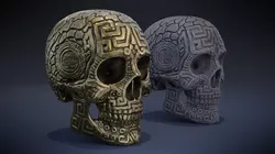 Aztec Skull  Low-poly 3D model