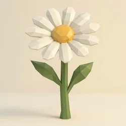 Digital Art STL تنزيل - Low Poly Daisy Flower Minimal Geometric - Craftitect