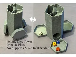 Folding Castle Hex Dice Tower (print in place)