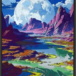 Free Sculptures & Artworks STL Download - lithophane Valley Beneath the Giant Moonby Antypas