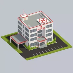 Low Poly Hospital building Low-poly 3D model