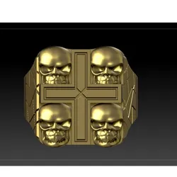 MAN RING CROSS 4 SKULL EU NUMBER N67