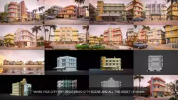 MIAMI VICE CITY ART DECO DEMO CITY SCENE AND ALL THE ASSET 3D Model Pack