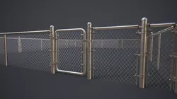 Modular Chain-link Fence Low-poly 3D model