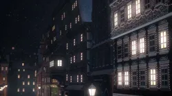 Old European Town Winter Low-poly 3D model
