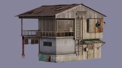 Old House - Enterable - Game Ready Low-poly 3D model