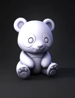 panda cub with rounded head black ears and eye patches white fur si