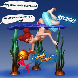 Pinup Comic Scene, Nsfw girl, 3d printable diver underwater