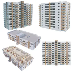 Residential Building with internal 2 3D model