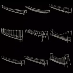 ROPE BRIDGE JUNGLE TRACK PIER HANGING PLATFORM COLLECTION Low-poly 3D model