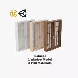 Tall Hinged Opening Window Low-poly 3D model
