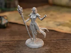 Aether-Forged Sorceress - Elven Warforged (32mm) - Free 3D Print Model