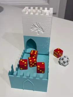 Micro Dice Tower and storage: flip-open print-in-place