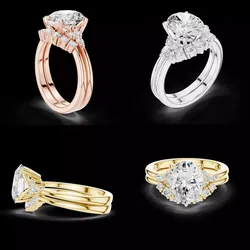 Oval Diamond Cluster Ring 3D Model STL File Set 3D print model