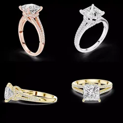 Princess Cut Split Shank Diamond Ring CAD Model Pro 3D print model