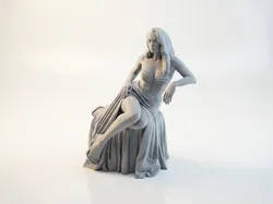 Sat Lady Leaning Elegant Female Figure 3D Printable