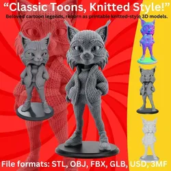 Stylized Lynx  Bobcat Figure with Modern Streetwear 3D print model