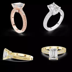 Vintage Emerald Cut Diamond Ring 3D Model STL File 3D print model